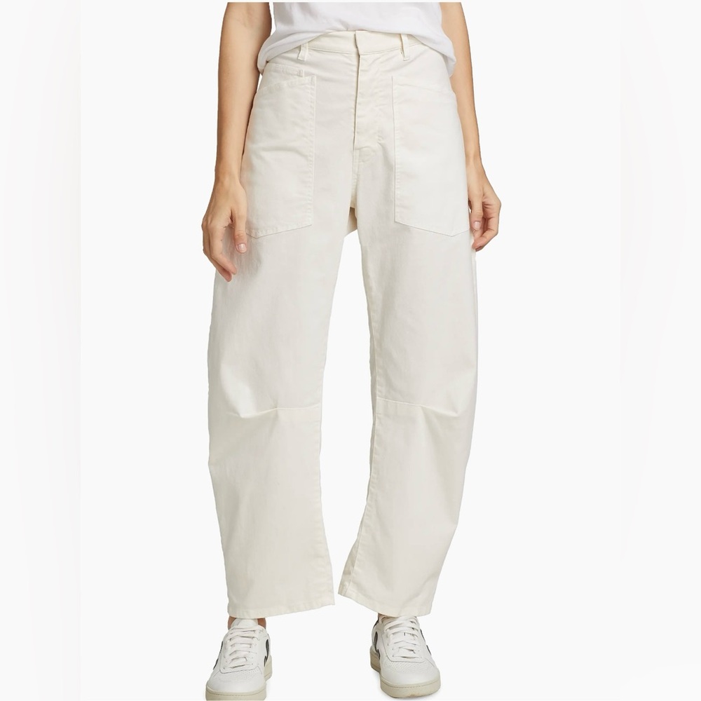 Nili Lotan Shon cotton twill trousers in eggshell/off white